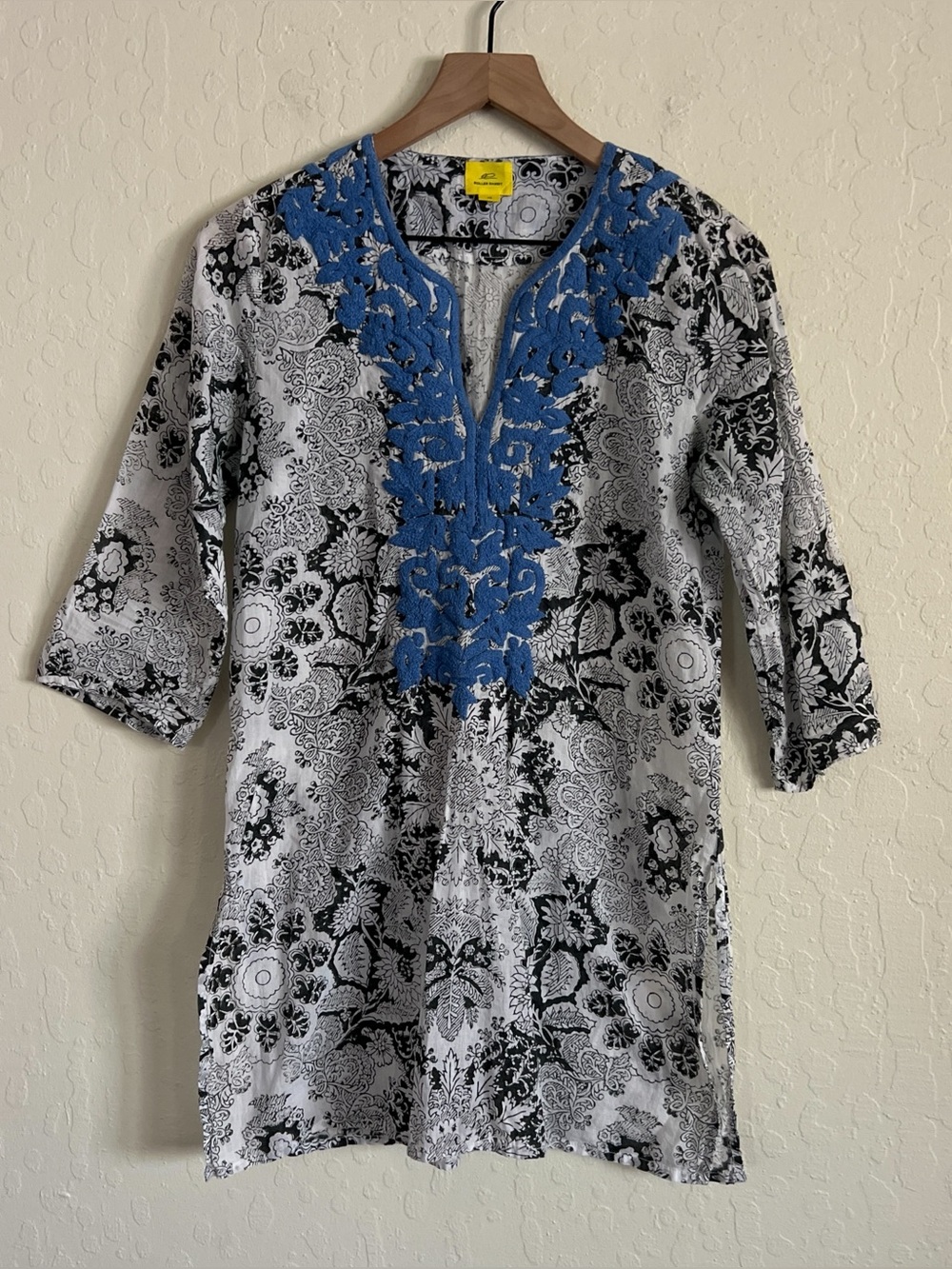 Roberta Roller Rabbit 100% Cotton Embroidered Cover Up Tunic XS Floral Beach